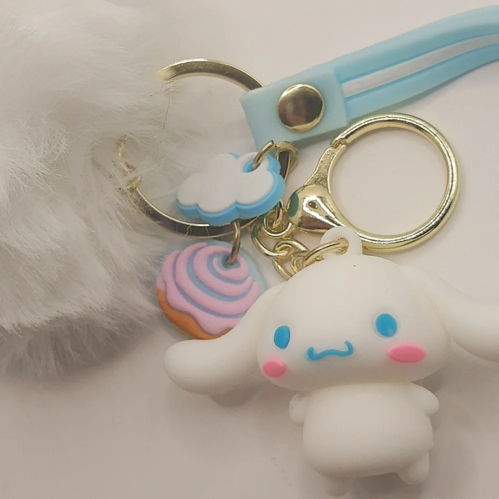 HK Inspired Cinnamoroll  Pom Pom Keychain Bag Pendant Keyring Jewelry NWOT
